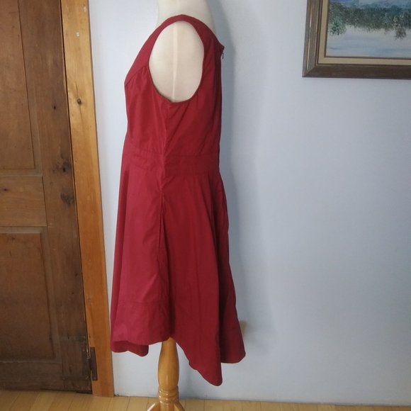 eShakti sleeveless red dress size large unique hem line - Picture 5 of 12